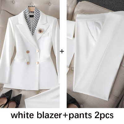 Sieviešu kostīmi Sarkans žakete + Bikses 2 dab. Biroja dāmai Svinīgs biznesa bikškostīms Balts Eleganti tērpi dāmai