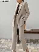 Vintage blejzer jakne Ravne hlače Komplet od dva dijela Korejski modni elegantni i šik ženski odijeli s hlačama Ležerna ženska svečana odjeća