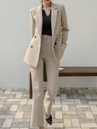 Vintage blejzer jakne Ravne hlače Komplet od dva dijela Korejski modni elegantni i šik ženski odijeli s hlačama Ležerna ženska svečana odjeća