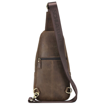 SCHLATUM Τσάντα στήθους 100% γνήσιο δέρμα Casual Triangle Design Crossbody Σακίδιο ώμου Ταξιδίου Ανδρική δερμάτινη τσάντα πολλαπλών χρήσεων