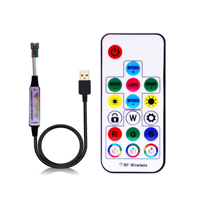 WS2812B WS2811 Bandă Led 17 Taste RF Pixeli Telecomanda Led Controler de muzică USB/DC Cu 358Moduri DC5-24V