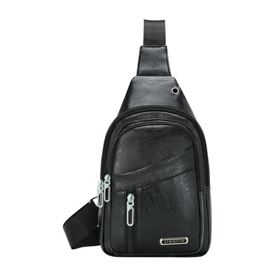 Új bőr mellkas táska férfi utazási kereszttáska üzleti fekete mellkasi csomag alkalmi táska férfi válltáska