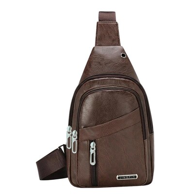 Új bőr mellkas táska férfi utazási kereszttáska üzleti fekete mellkasi csomag alkalmi táska férfi válltáska