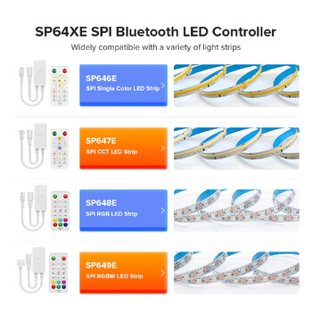 Κιτ τηλεχειριστηρίου SP64XE 2,4G για SPI Pixel ή 5CH PWM LED Light Strip COB DIM RGB RGBW CCT WS2812B SK6812 Music BT 5V-24V