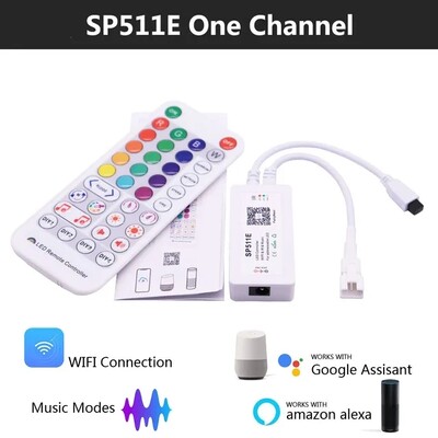 WS2811 WS2812B Adresseeritav piksliga RGB LED-ribavalgustuse kontroller SP511E WiFi-muusika kahe väljundiga Alexa Smart Voice APP Control