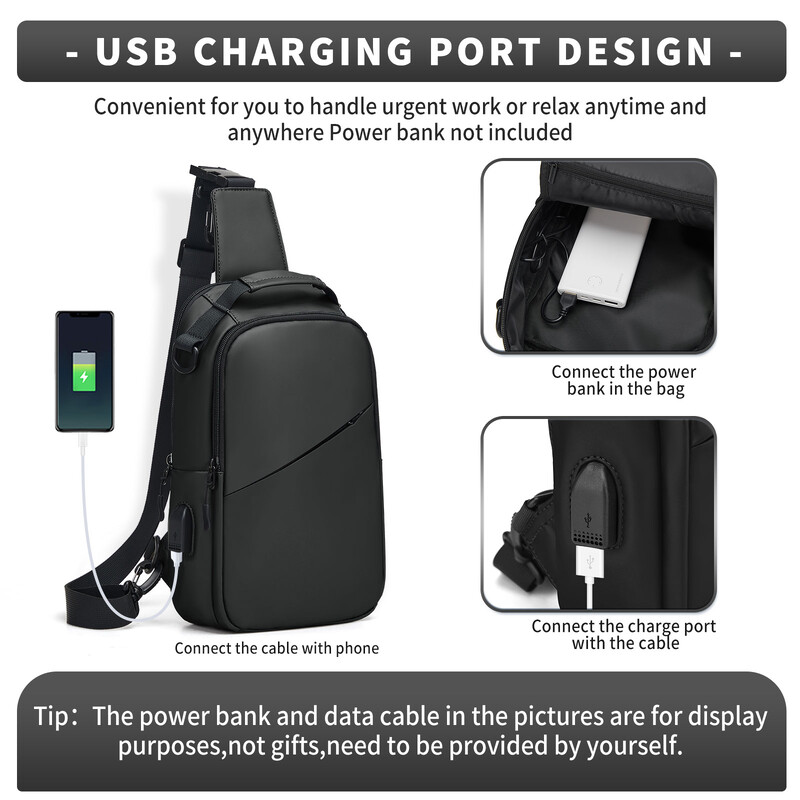 Vīriešu krūšu soma Viena plecu soma Fishion Crossbody soma, mazas jostas somas Krūškurvja soma atpūtai brīvā dabā sporta velosipēda mugursoma