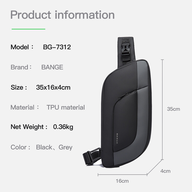 BANGE Muška torba za prsa Novi dizajn korejska višenamjenska vodootporna protiv mrlja putna prijenosna torba velikog kapaciteta Torba za remen
