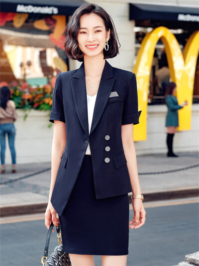 Hlače Odijela Ženske hlače Dvodijelni kompleti 2022 Novi ljetni sako kratkih rukava Suknja Elegantni ženski bijeli sako