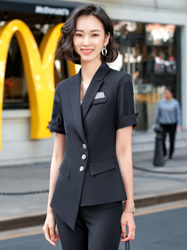 Hlače Odijela Ženske hlače Dvodijelni kompleti 2022 Novi ljetni sako kratkih rukava Suknja Elegantni ženski bijeli sako