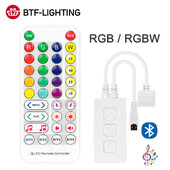 „Bluetooth“ muzikos LED valdiklis RGB RGBW IR 38 klavišai, skirti 2835 5050 RGB RGBCW RGBWW LED šviesos juosta IOS Android programa DC5V-24V