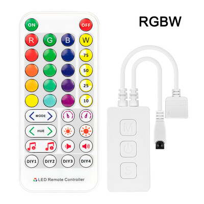 „Bluetooth“ muzikos LED valdiklis RGB RGBW IR 38 klavišai, skirti 2835 5050 RGB RGBCW RGBWW LED šviesos juosta IOS Android programa DC5V-24V
