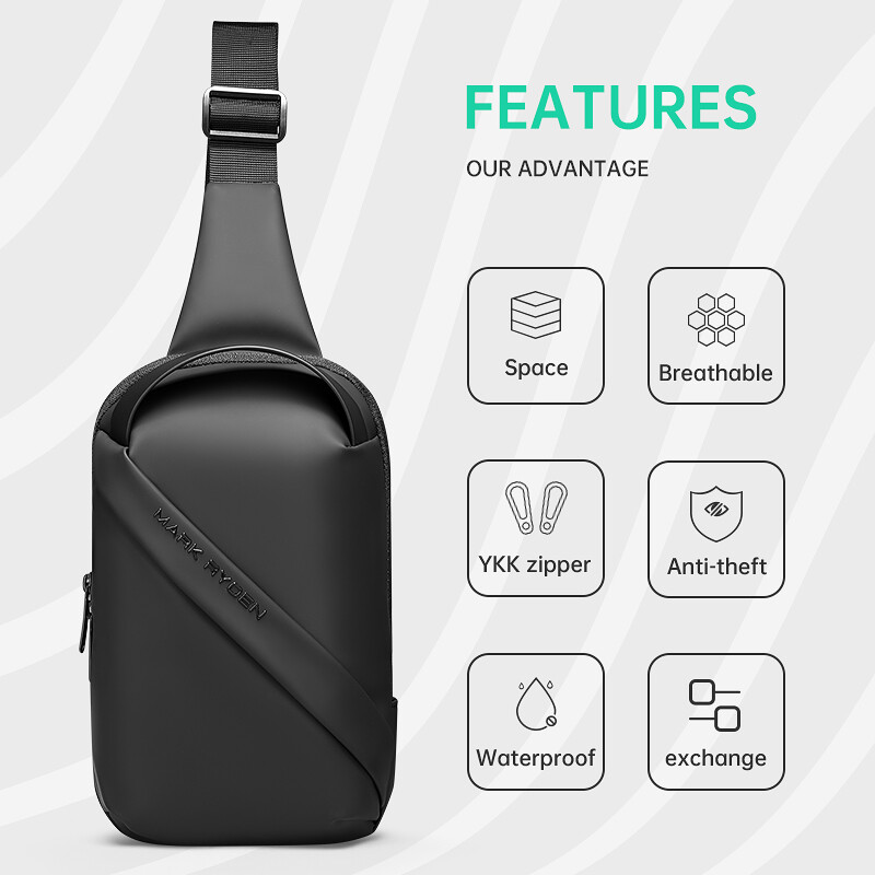 Marka Ridena vīriešu soma Oxford Sling soma 7,9 collu vīriešu krūšu soma Crossbody soma vīriešiem Moto Biker plecu somas Melna jauna modes soma