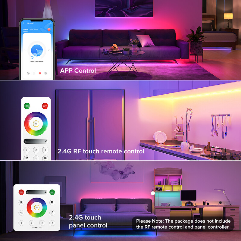 SP636E-SP639E SPI FCOB pikselių LED valdiklis SK6812 WS2814 RGBW WS2812B RGB šviesos juostelė Bluetooth muzika IOS Android 2.4G 5V-24V