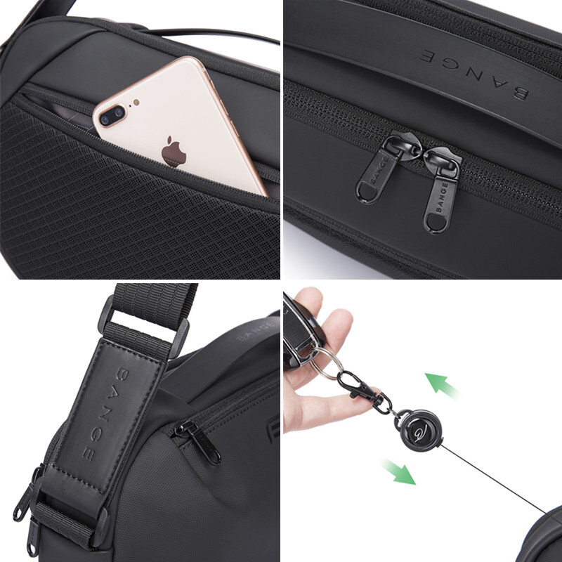 BANGE vīriešu ūdensnecaurlaidīga Crossbody soma Oxford lielas ietilpības daudzfunkcionāla pretaizdzīšanas slinga plecu kurjersomu komplekts