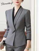 Yitimuceng formalne radne hlače Ženska odijela 2023. Novi korejski uredski ženski jednobojni tanak sako dugih rukava Dvodijelni komplet hlača s olovkom