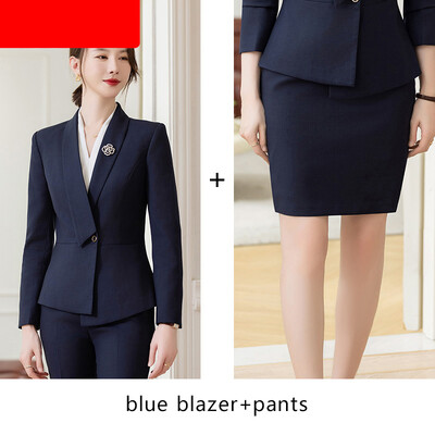 Yitimuceng formalne radne hlače Ženska odijela 2023. Novi korejski uredski ženski jednobojni tanak sako dugih rukava Dvodijelni komplet hlača s olovkom