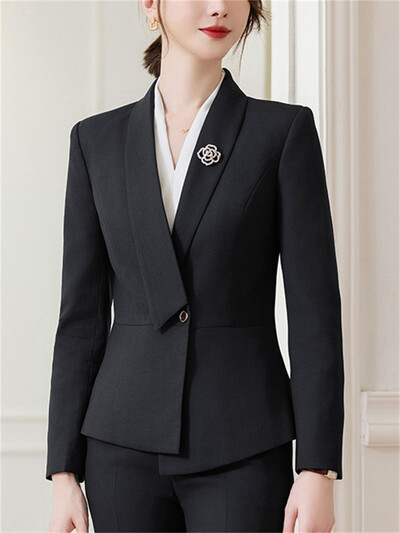 Yitimuceng formalne radne hlače Ženska odijela 2023. Novi korejski uredski ženski jednobojni tanak sako dugih rukava Dvodijelni komplet hlača s olovkom