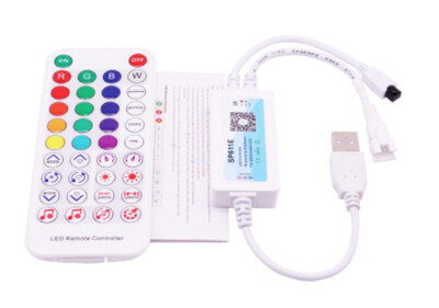 Bluetoothi muusika LED-ribakontroller SP611E IR38 klahvid Kaugjuhtimisrakendus USB/DC jaoks WS2812B WS2811 Adresseeritav LED-valgustus DC5V-24V