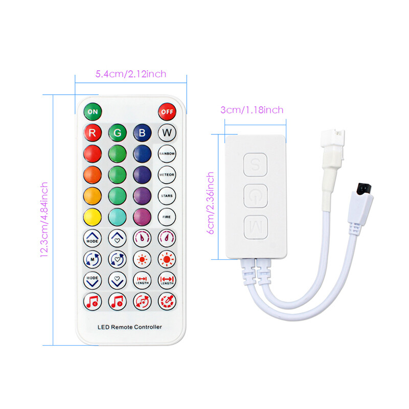 Bluetoothi muusika LED-ribakontroller SP611E IR38 klahvid Kaugjuhtimisrakendus USB/DC jaoks WS2812B WS2811 Adresseeritav LED-valgustus DC5V-24V