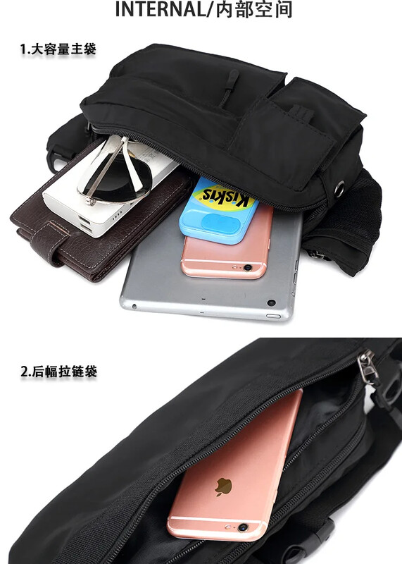 Mala torba preko ramena za muškarce za biciklizam na otvorenom Oxford tkanina Čvrsta personalizirana prsa za mlade Trend ruksak Ležerna torba oko struka