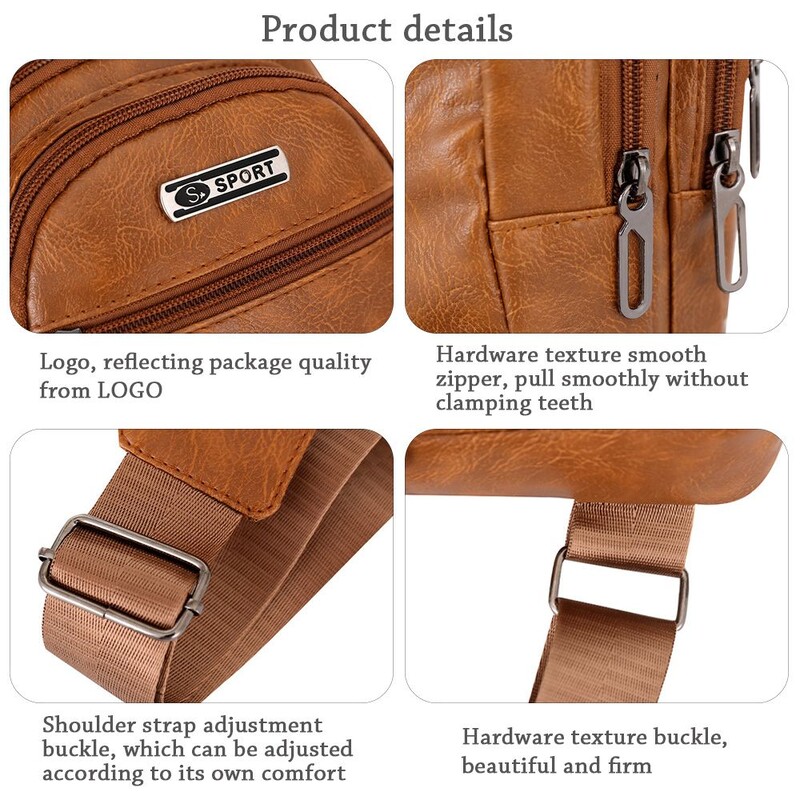 Modne muške torbe, kožna remen, torba s patentnim zatvaračem, torba za prsa i rame preko ramena