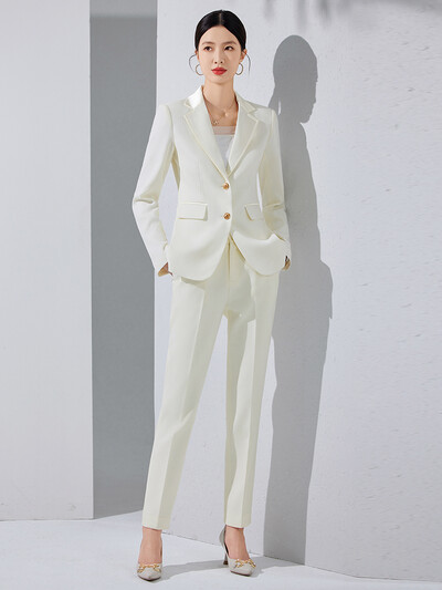 NAVIU dviejų dalių komplektai, moteriški kostiumai, 2024 m. Naujas rudens temperamentas, vienaeilis švarkelis Tvirtas laisvalaikio pieštuko formos kelnių kostiumai darbo drabužiams