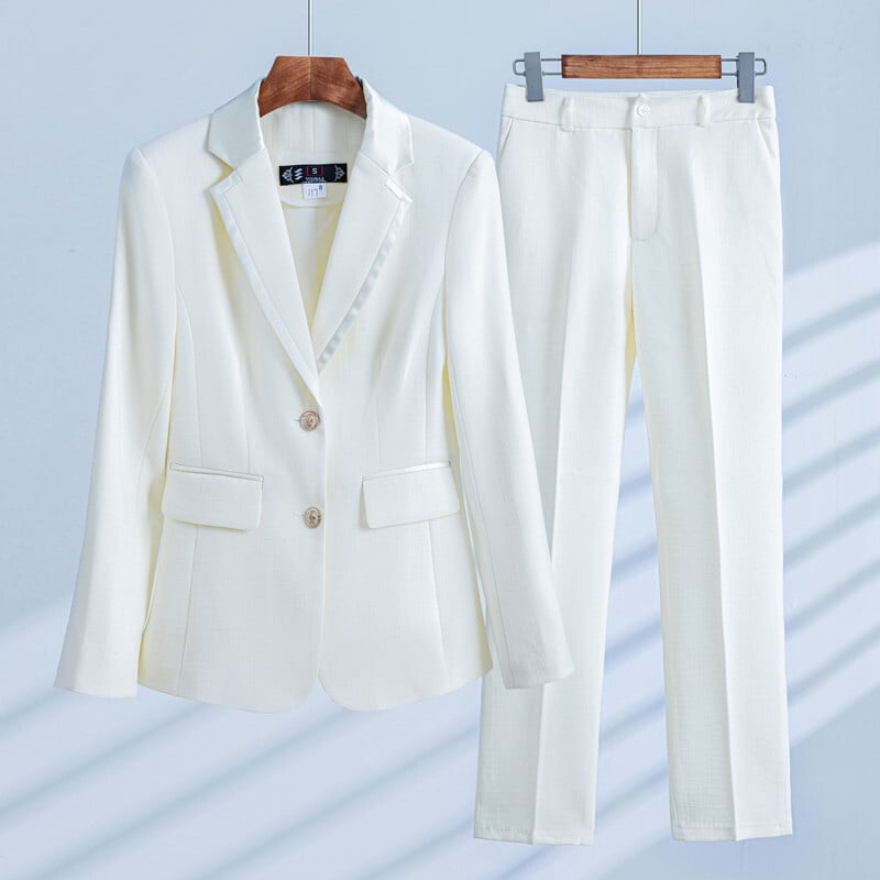 NAVIU dviejų dalių komplektai, moteriški kostiumai, 2024 m. Naujas rudens temperamentas, vienaeilis švarkelis Tvirtas laisvalaikio pieštuko formos kelnių kostiumai darbo drabužiams