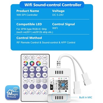 WS2811 WS2812B DC5-24V WiFi LED RGB Controller για Pixel rgb LED Strip Light WS2813 WS2815 SK6812 Magic Home