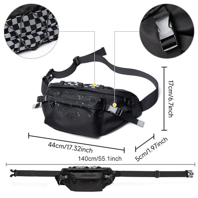 Crossbody Bag Lielizmēra Fanny Pack ūdensizturīgs Oksfordas krūšu soma Riteņbraukšanai Liela sporta zāles jostas soma Jostas soma vīriešiem sievietēm