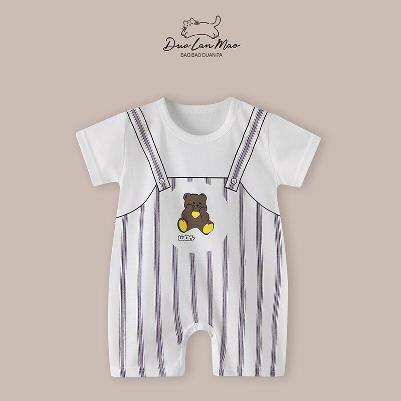 Nyári 2023-as kisbaba totyogó, új koreai stílusú kisfiú, vékony, rövid ujjú kisfiú kisbabák egy darabból