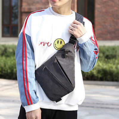 Férfi divatos mellkastáska, utazási kereszttáska, nagy kapacitású, egyszerű, lopásgátló táska, ergonómikus mini válltáska