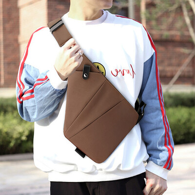 Férfi divatos mellkastáska, utazási kereszttáska, nagy kapacitású, egyszerű, lopásgátló táska, ergonómikus mini válltáska