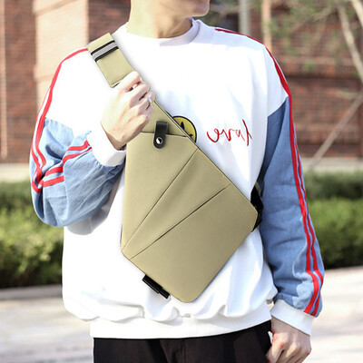 Férfi divatos mellkastáska, utazási kereszttáska, nagy kapacitású, egyszerű, lopásgátló táska, ergonómikus mini válltáska