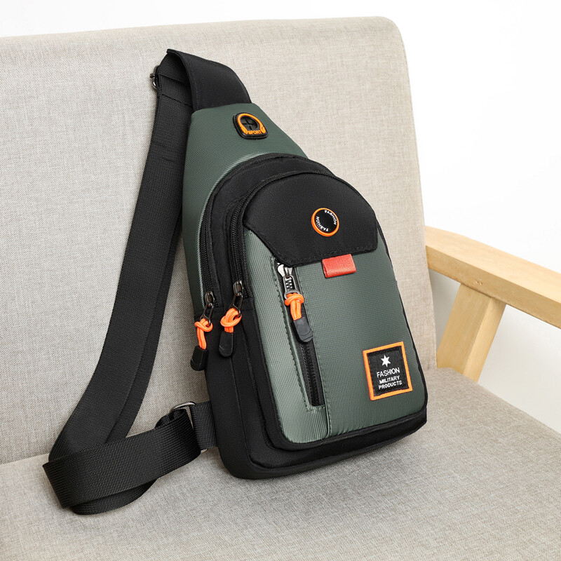 Geantă pentru piept pentru bărbați, cu buzunare multiple, rezistentă la apă