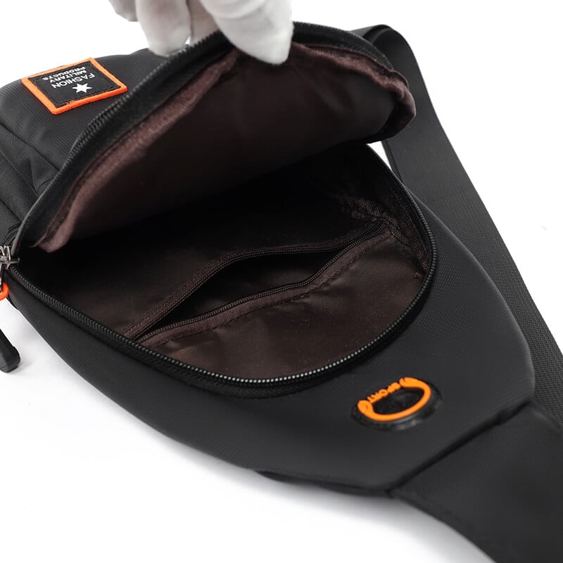 Geantă pentru piept pentru bărbați, cu buzunare multiple, rezistentă la apă