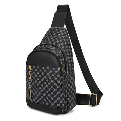 VC férfi dupla zsebes Városi utazó mellkastáska Könnyű PU bőr férfi válltáska telefon heveder Crossbody táskák férfiaknak