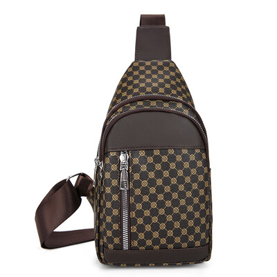 VC férfi dupla zsebes Városi utazó mellkastáska Könnyű PU bőr férfi válltáska telefon heveder Crossbody táskák férfiaknak