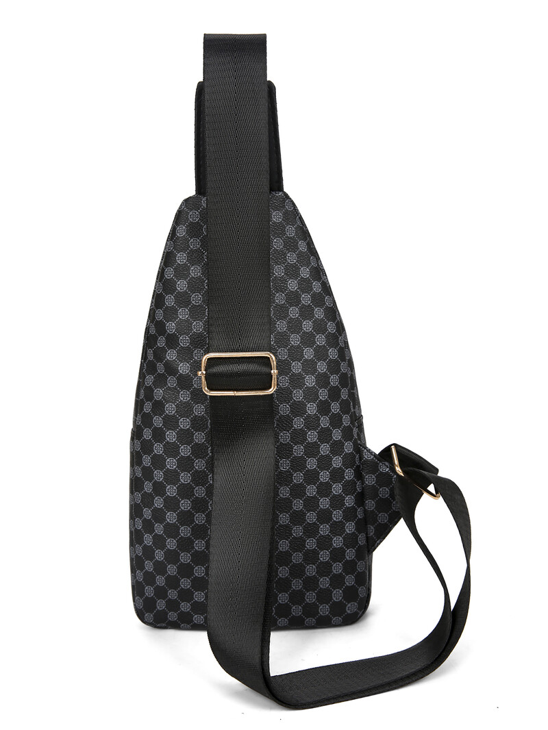 VC férfi dupla zsebes Városi utazó mellkastáska Könnyű PU bőr férfi válltáska telefon heveder Crossbody táskák férfiaknak