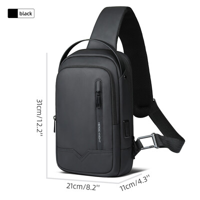 Heroic Knight biznesa lielas ietilpības Crossbody soma vīriešiem ūdensnecaurlaidīga ceļojumu plecu soma 11 collu iPad USB uzlādes vīriešu krūšu komplekts
