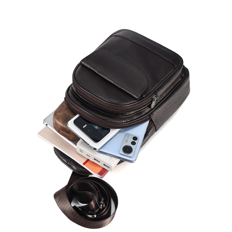 JOYIR valódi bőr válltáska férfiaknak alkalmi túra mellkastáska csomag hevedertáska 7,9 hüvelykes iPadhez