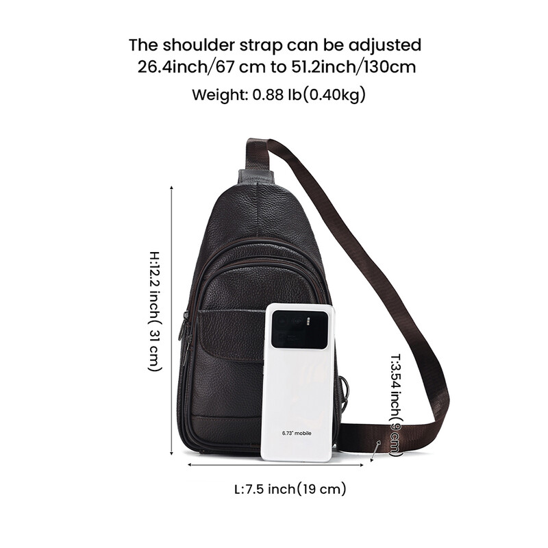 JOYIR valódi bőr válltáska férfiaknak alkalmi túra mellkastáska csomag hevedertáska 7,9 hüvelykes iPadhez