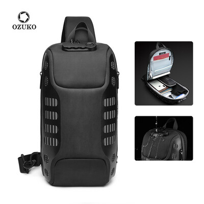 OZUKO Sling Bag Pretzagļu Plecu Crossbody Ūdensizturīga krūšu mugursoma ar USB uzlādes portu