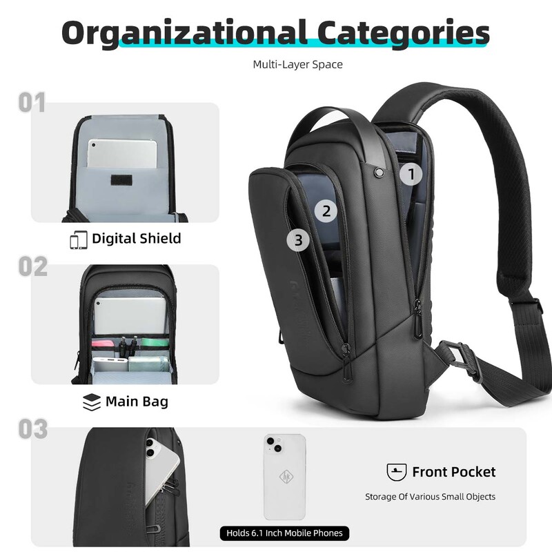 Heroic Knight Višenamjenska torba za prsa Vodootporna muška torba za poruke preko ramena Putna torba velikog kapaciteta za 11" Ipad