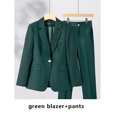 Yitimuceng Costume pentru dama de birou pentru femei, toamna iarna 2023, nou set de 2 piese, cu un singur buton, subțire, cu mânecă lungă și pantaloni