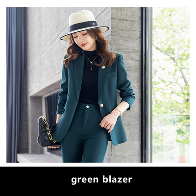 Yitimuceng Costume pentru dama de birou pentru femei, toamna iarna 2023, nou set de 2 piese, cu un singur buton, subțire, cu mânecă lungă și pantaloni