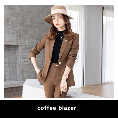 Yitimuceng Costume pentru dama de birou pentru femei, toamna iarna 2023, nou set de 2 piese, cu un singur buton, subțire, cu mânecă lungă și pantaloni