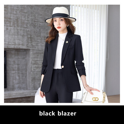 Yitimuceng Costume pentru dama de birou pentru femei, toamna iarna 2023, nou set de 2 piese, cu un singur buton, subțire, cu mânecă lungă și pantaloni