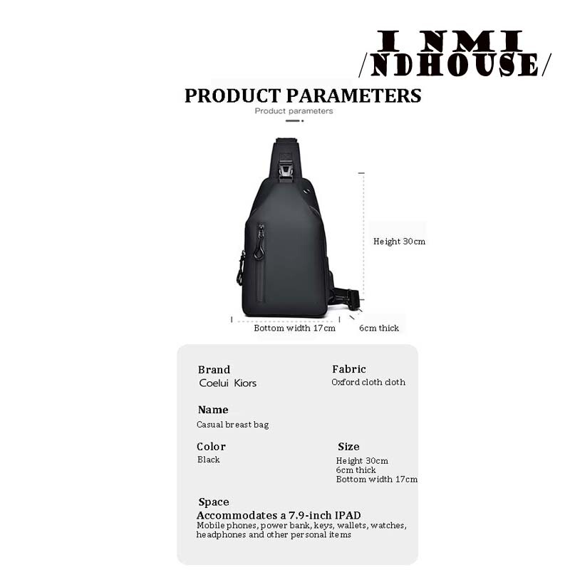 inmindhouse mellkastáska divatos új, egyszínű férfi melltáska alkalmi kültéri divatos válltáska
