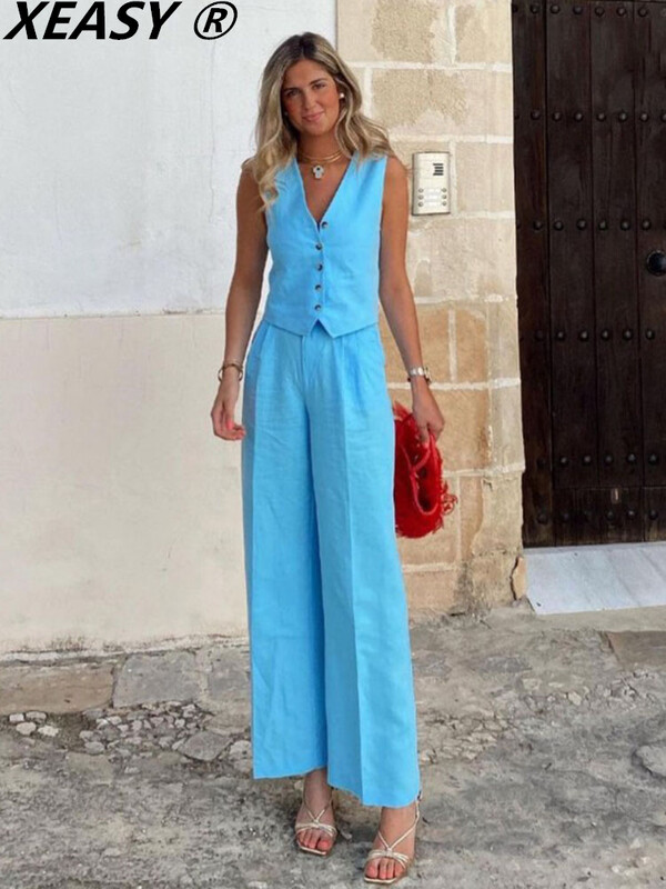XEASY Vest Blazer Set Femei 2 Piese Femeie Costum Blazer și Pantaloni Femei Costume Office Set Pantaloni Femei