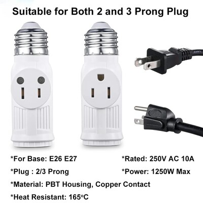 2 τμχ E26 E27 Screw B22 Bayonet Βαθμολογία 220V6A Λαμπτήρας βάσης Φωτεινής υποδοχής σε πρίζες εναλλασσόμενου ρεύματος AC ΗΠΑ Μετατροπέας βύσματος προσαρμογέα